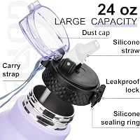 GOPPUS 750ml Rozsdamentes Termosz Palack Dupla Falú Szigetelés Szívószállal 4