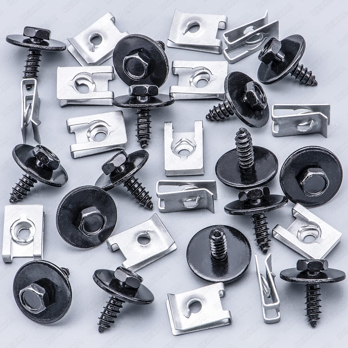 Amazon.com: Rexka 15 Sets M4.8 Fender Liner Splash Shield Bumper  