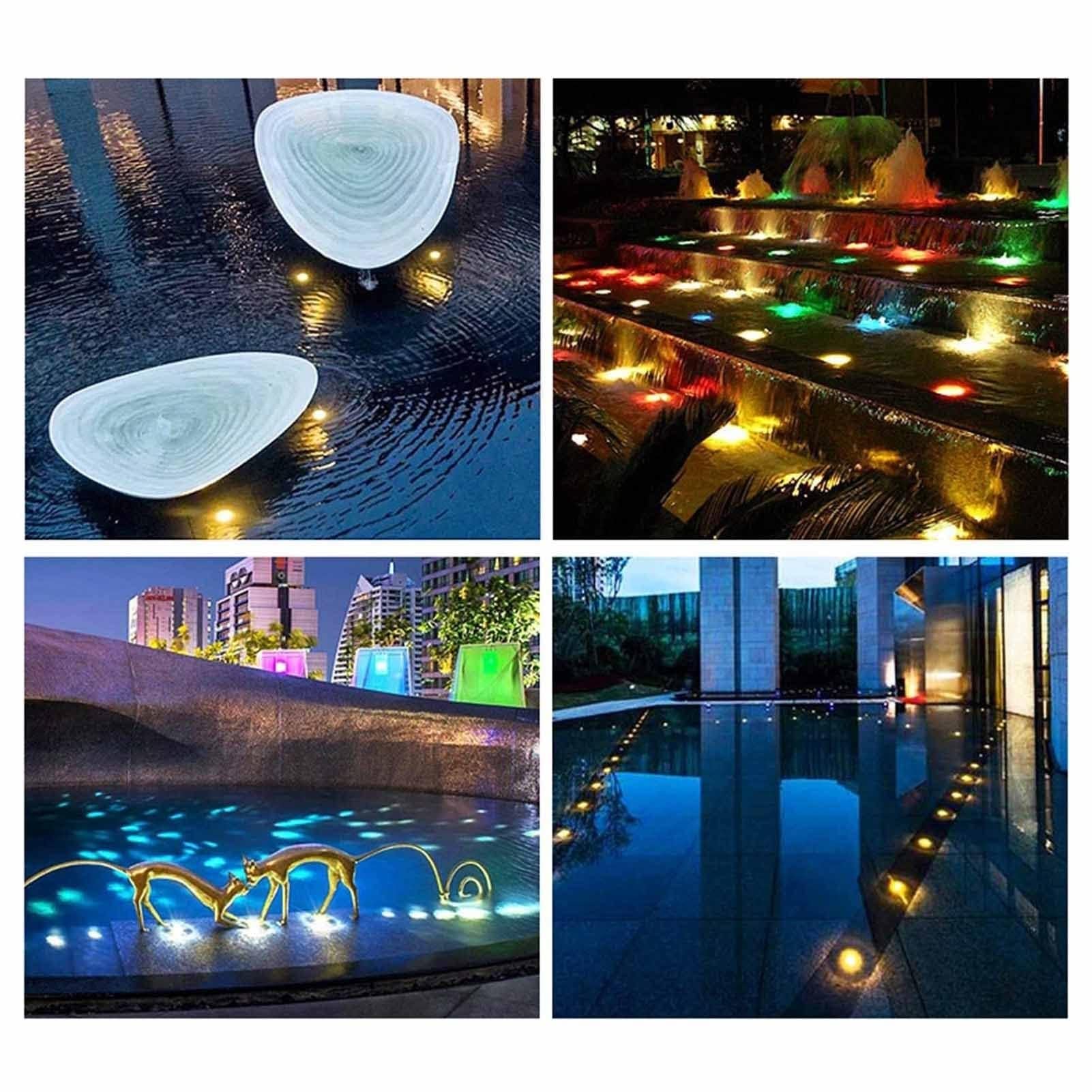 Faretto Subacqueo Incasso - RGB Faretti per Piscina, Faretto da Incasso con Telecomando RF Impermeabile IP68, Faretto da Giardino in Acciaio Inossidabile, per Terrazza con Laghetto(12V,12W)