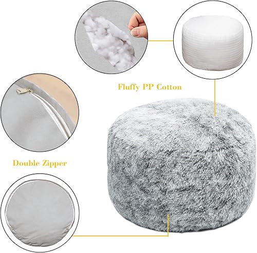 Miniatura 17 de Asuprui Puf otomano sin relleno, reposapiés otomano de 20 x 12 pulgadas, puf redondo para piso, sin relleno, reposapiés con almacenamiento para sala