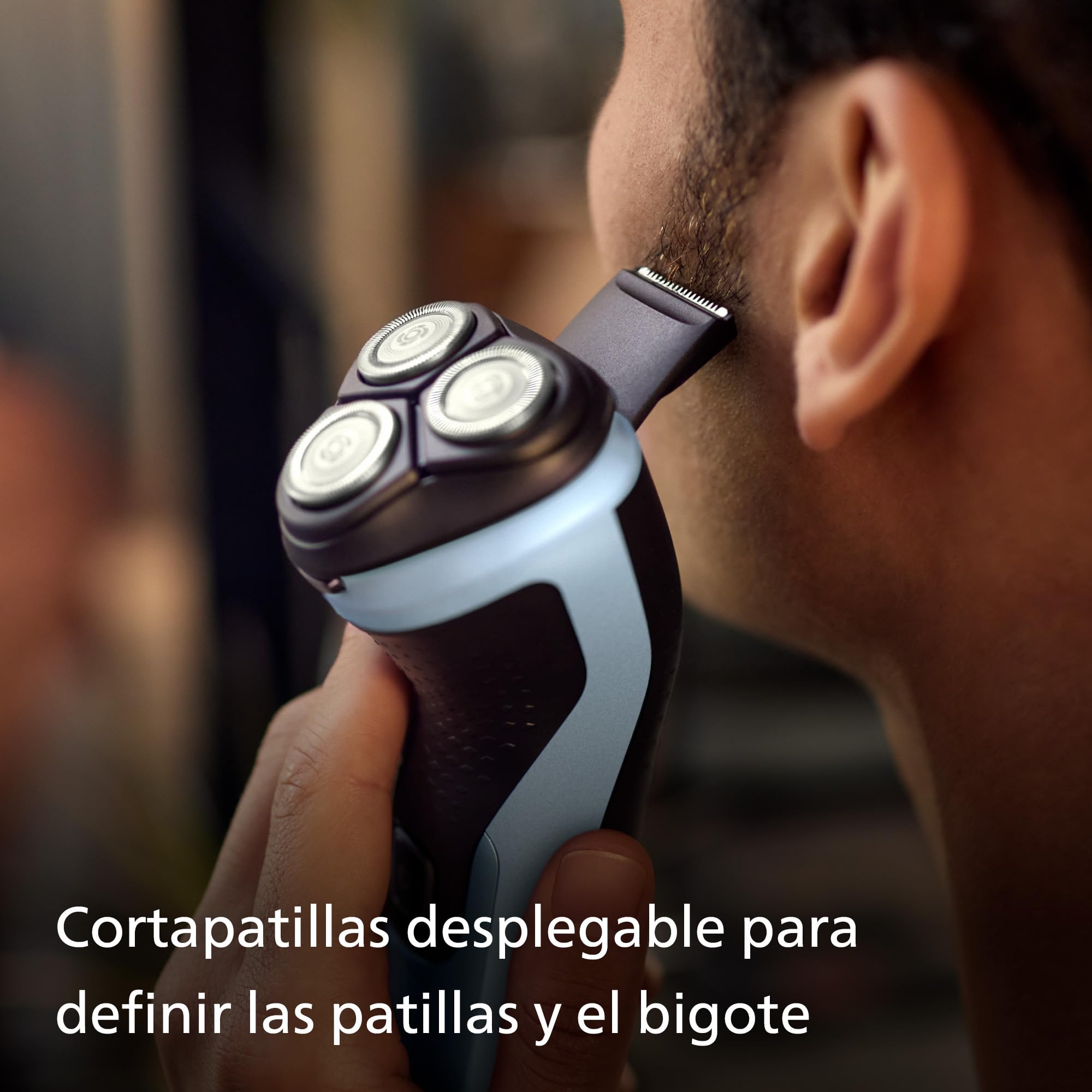Philips Serie X3000 Afeitadora Eléctrica Hombre, Máquina de Afeitar Barba con Cortapatillas, 27 cuchillas, Cuida la piel, 45min de uso, En Seco y Húmedo, Recargable, X3053/00, Azul