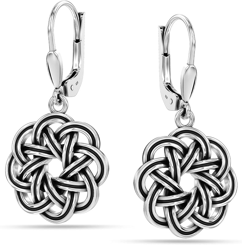 Pendientes colgantes de plata de ley 925 con cierre de palanca para mujer | Pendiente colgante ligero en forma de lágrima con forma de corazón de filigrana y nudo celta | Regalos de joyería de inspiración vintage para mujeres