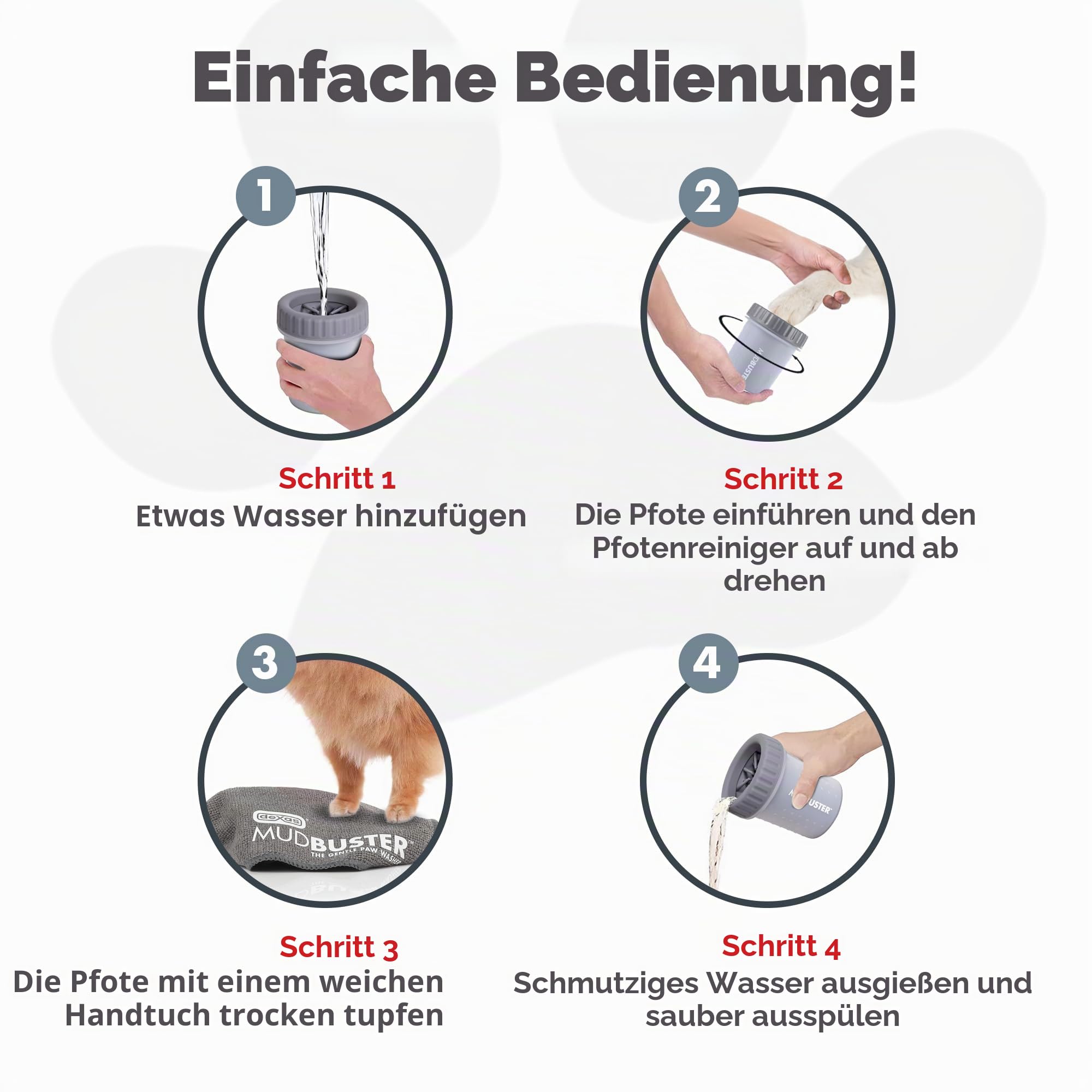 Dexas MudBuster Pfotenreiniger für Hunde, tragbar, Haustierbedarf und Hundezubehör, Reinigung, selbstreinigend, Silikon, 15,2 x 15,2 x 15,2 cm, 308 g, 1er-Pack, Größe M, Hellgrau