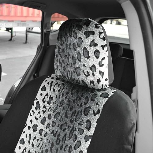 Miniatura 3 de carXS - Juego completo de fundas de asiento de coche con estampado de leopardo, incluye almohadillas para cinturón de seguridad y funda para volante