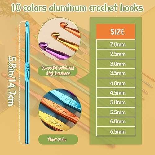Miniatura 51 de IMZAY Juego de 110 ganchos de ganchillo, juego de agujas de ganchillo con estuche de almacenamiento, agujas ergonómicas para tejer romas, marcador