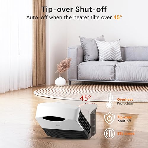 Miniatura 5 de GiveBest - Calentador de pared eléctrico de 1500 W para uso en interiores, termostato ajustable, control remoto, compatible con Alexa, temporizador