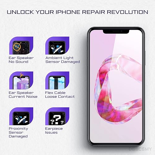 Miniatura 4 de Para iPhone 11 Auricular Altavoz Delantero Reemplazo Reparación 6.1 ", Módulo de Oído Parte OEM con Sensor de Luz Ambiental Flex Cable Conector