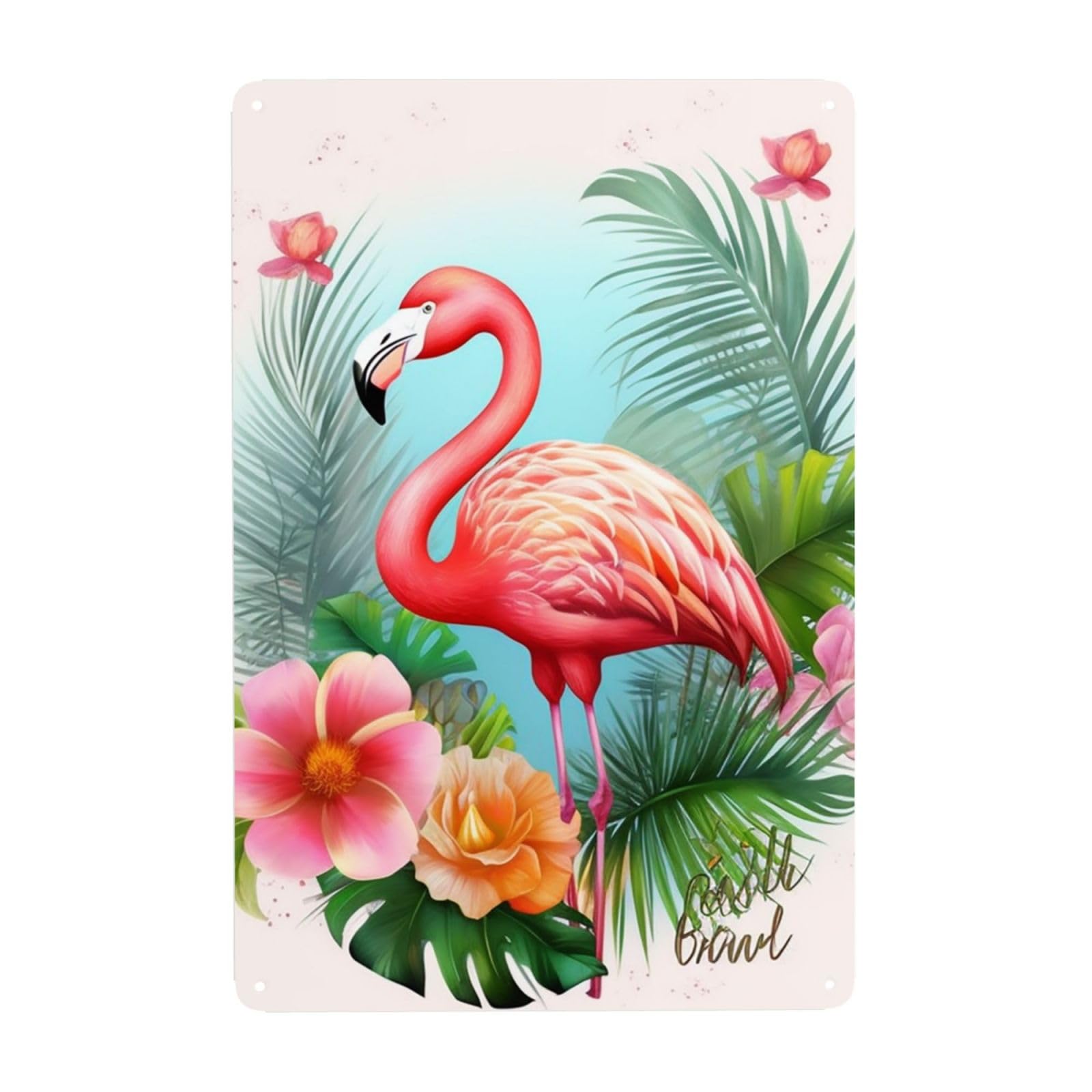 Vintage Metal Tin Signs Retro Garage Signs Stylish Wall Art Plaques for Home Decor Unique Poster 8x12 Inch Tropical Flamingo Metal Sign Outdoor Wall Decorations Gifts