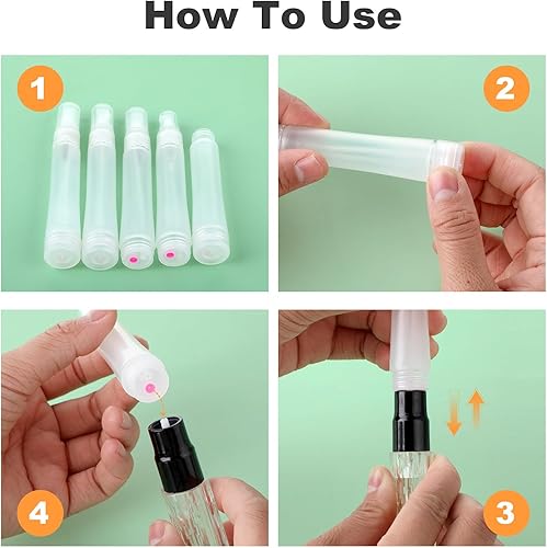 Miniatura 6 de Mini botellas de spray portátiles, botella de perfume recargable, tamaño de viaje, pequeño recipiente vacío de muestra, atomizador de plástico