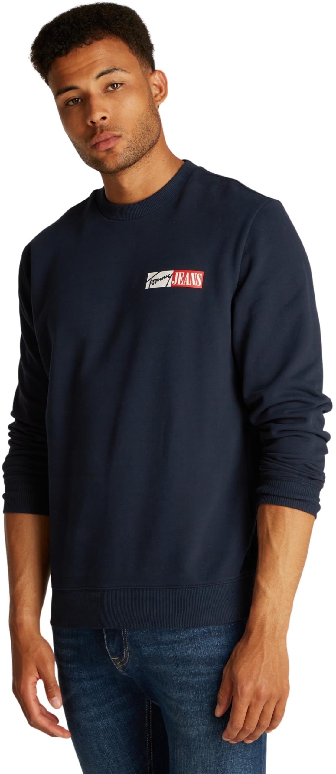 Tommy Jeans Men’s Entry Graphic Round Neck Sweatshirt, Blue (Dark Night Navy), XS