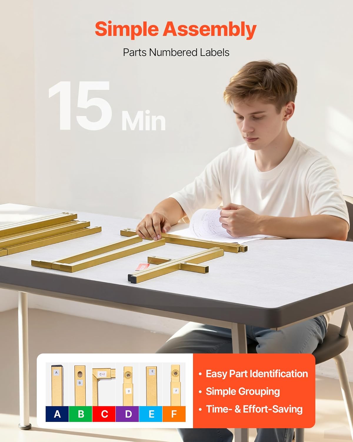 VEVOR Arch Backdrop Stand, 6.6 x 6.6 ft, Stable Structure, Easy Assembly, Square Gold Metal Arch Backdrop Stand for Wedding, Birthday Party, Graduation, Holiday Celebration, and Ceremony Decoration