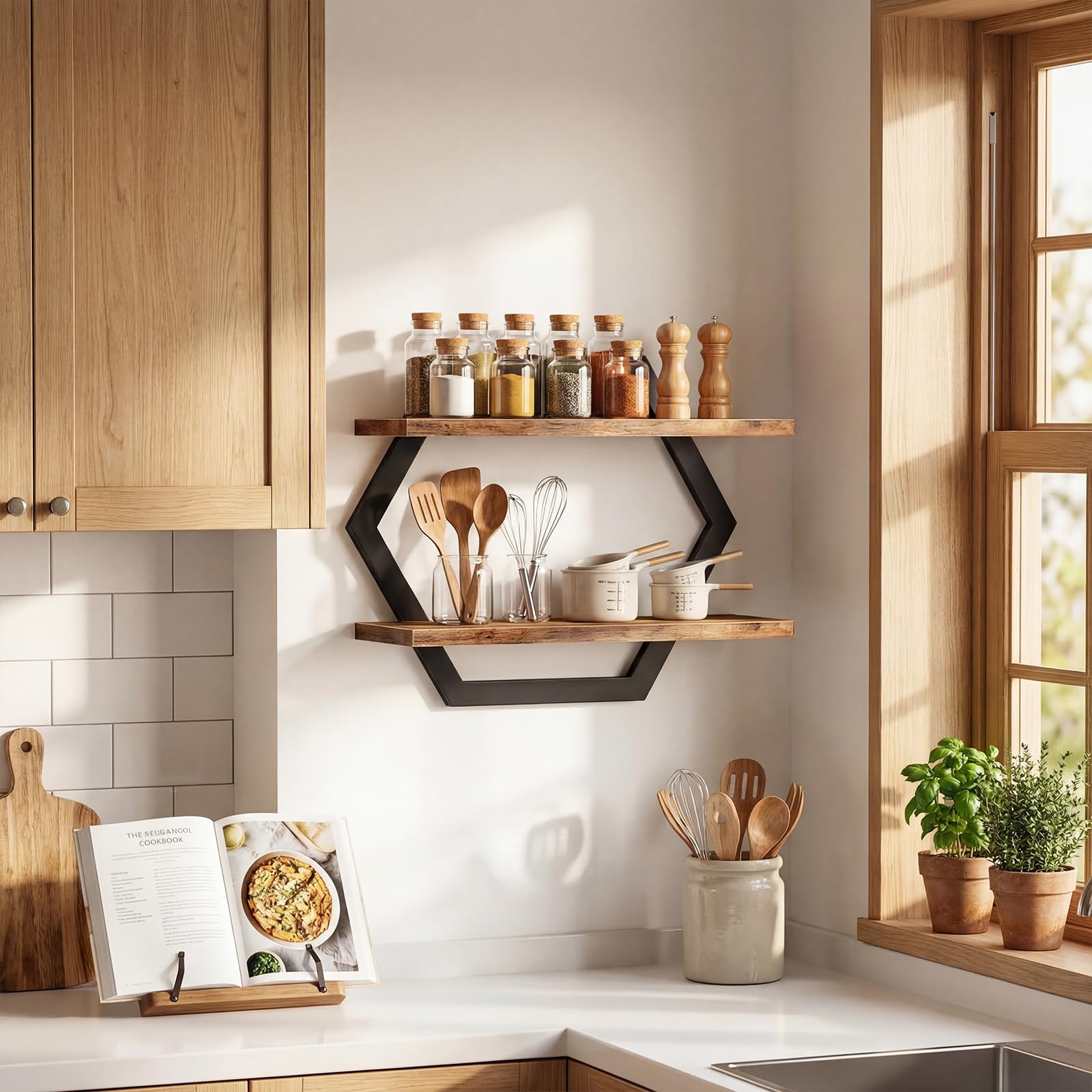 2 sztuki Półka ścienna, drewniane półki ścienne, DIY Deco pływający półka, pływająca półka do przechowywania do domu, salonu, sypialni, biura, łazienki, kuchni