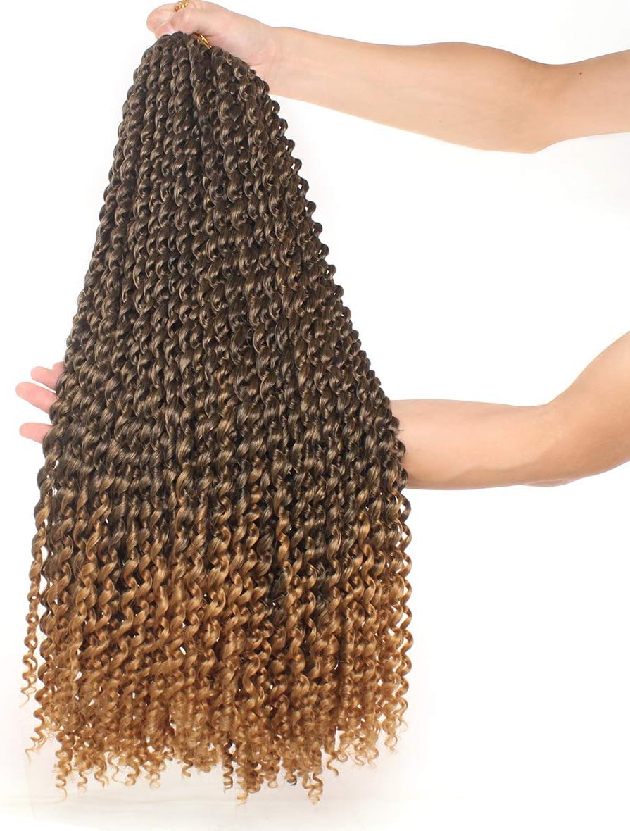 Leeven 7 Packs Water Wave Passion Twist Crochet Hair Pre Looped 24 Inch Long Bohemian Crochet Braids Hair for Black Woman 18 Strands/Pack Ombre Passion Twist Hair Extension T27# - Image 3