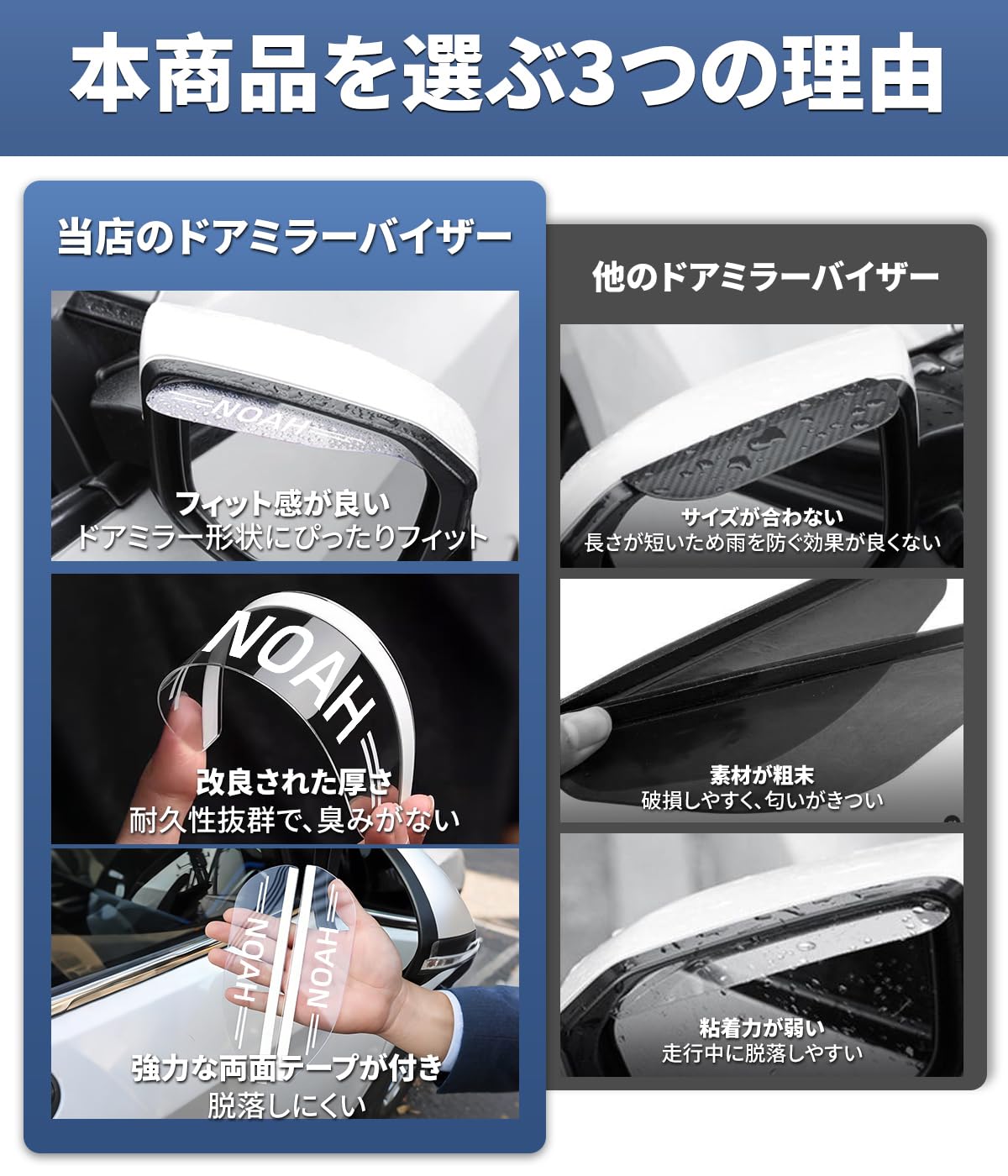 Amazon | ノア 適用 ドアミラーバイザー 車用 ロゴ付き 雨よけ