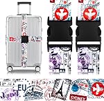 Gutsdoor 2 Pieces Luggage Tags for Suitcase, PU Leather Suitcase Tags with Privacy Protection, Address Card, Stainless Steel Loop for Travel Bag Backpack Suitcases