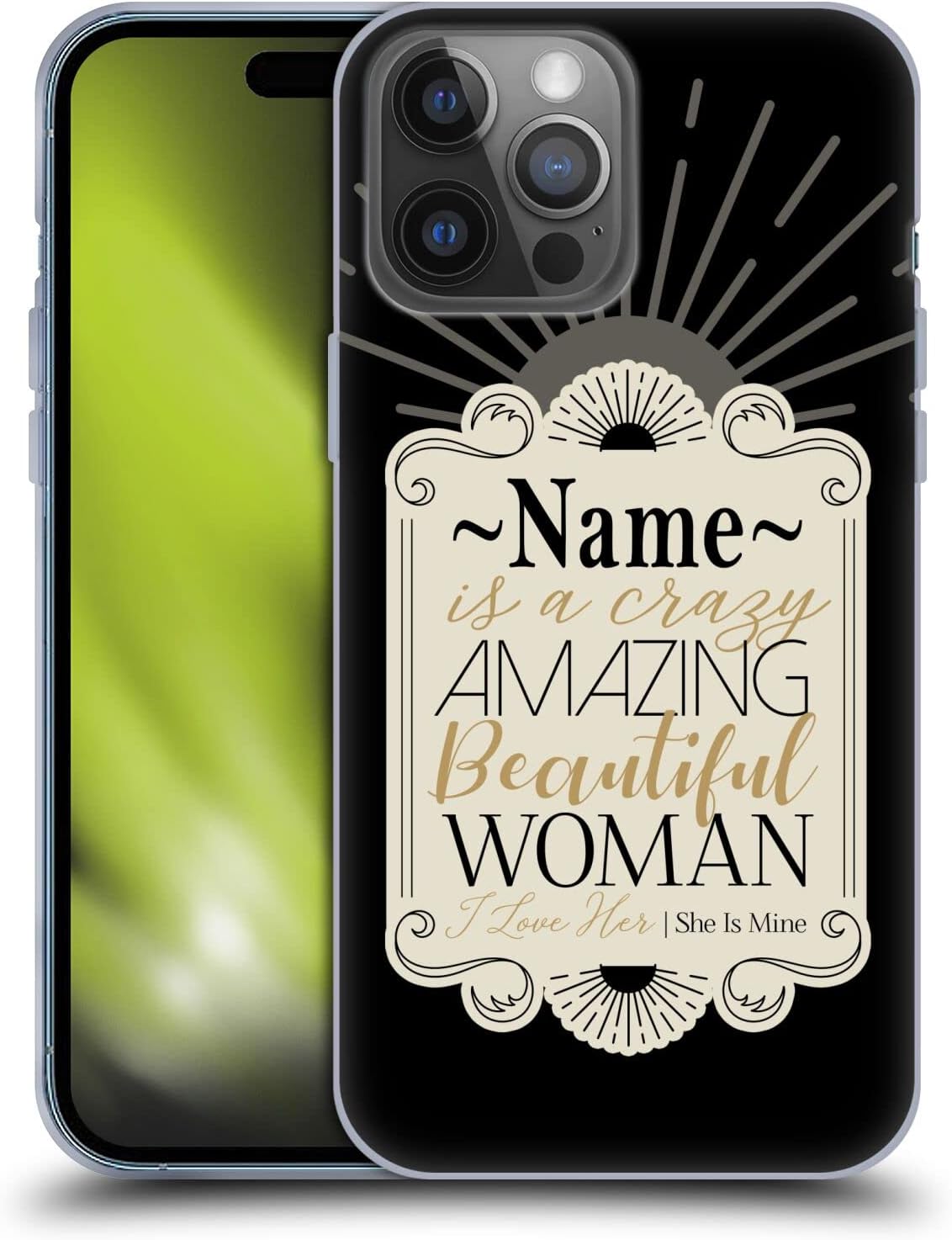 Custom Customized Personalized Name Quotes Girlfriend Or Wife Soft Gel Case [Military Grade Protection] Compatible with Apple iPhone 14 Pro Max
