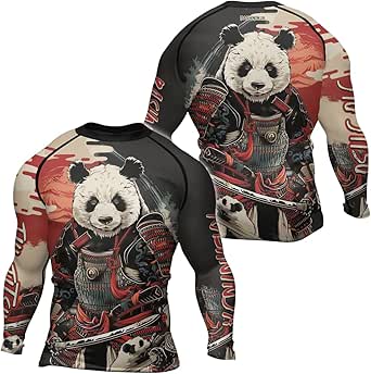 RASHNINJA Panda Samurai Men’s Rashguard Long Sleeve Compression ...