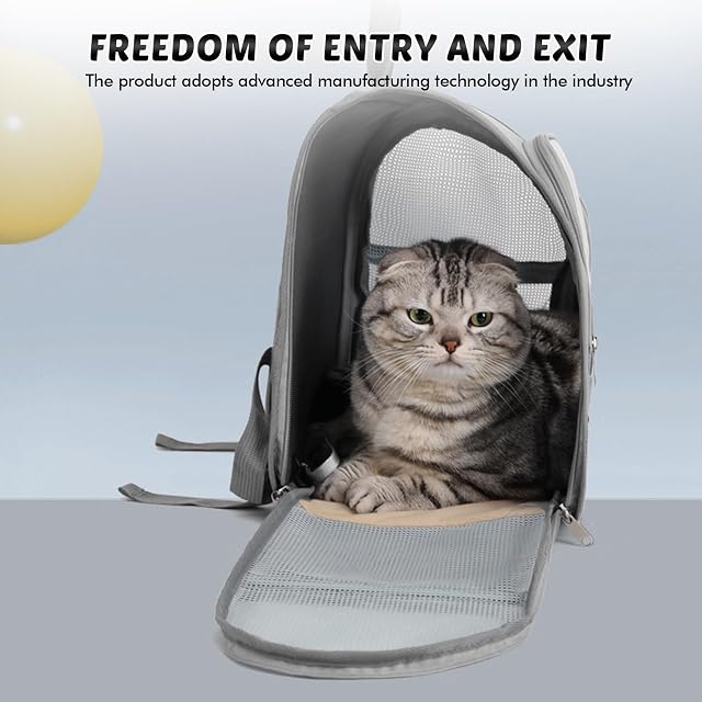 Foto 6 de 8 de Mochila para mascotas para perros pequeños, gatos, mochila portátil y plegable, mochila para perros