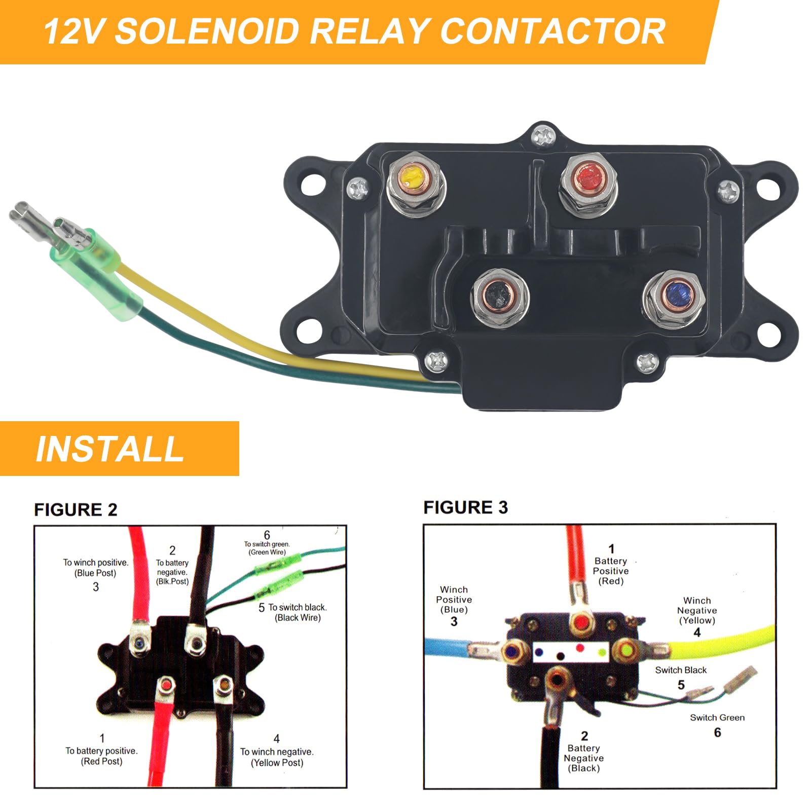 Verricello Solenoide Relè Contattore 12V 250A Verricello Interruttore per Avviso # 2875714/63070 / 74900 ATV UTV 1500-5000 LB