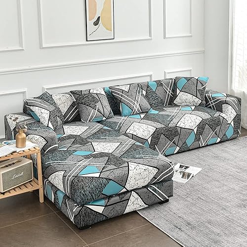 Vista 11 de MIFXIN Funda de sofá seccional de 2 piezas elásticas de 3 asientos en forma de L, fundas elásticas para sofá seccional, protector de muebles