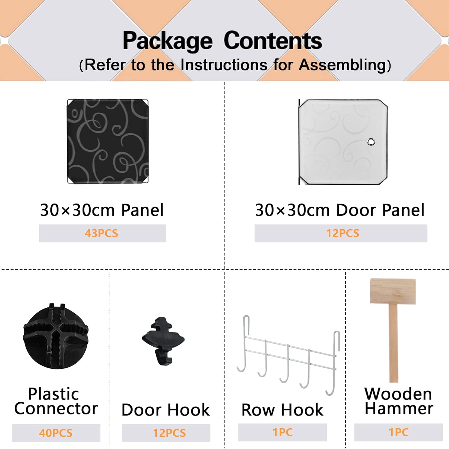 C&AHOME Cube Storage Organizer with Doors, 12-Cube Shelves, Closet Cabinet, DIY Plastic Modular Bookshelf Ideal for Bedroom, Living Room, 36.6”L x 12.4”W x 48.4”H Black USHS3012B-DOOR