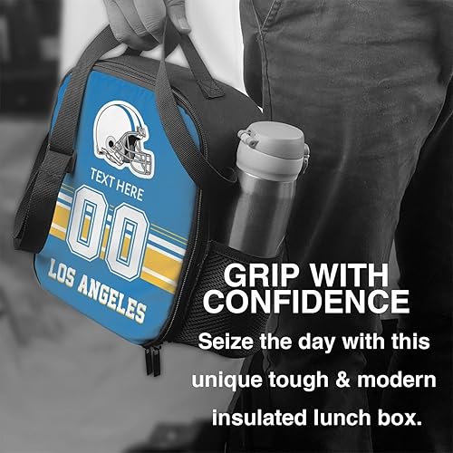 Vista 83 de Bolsa de almuerzo personalizada de Nueva Inglaterra, regalos para hombres, mujeres, fanáticos, con nombre y número personalizados, correas de hombro