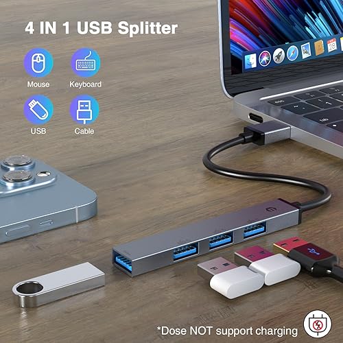 Miniatura 2 de Estación de acoplamiento, concentrador TOTU USB A, 4 puertos USB A 3.0 + USB A 2.0 * 3 estación de acoplamiento - Transferencia de datos de 5 Gbps,
