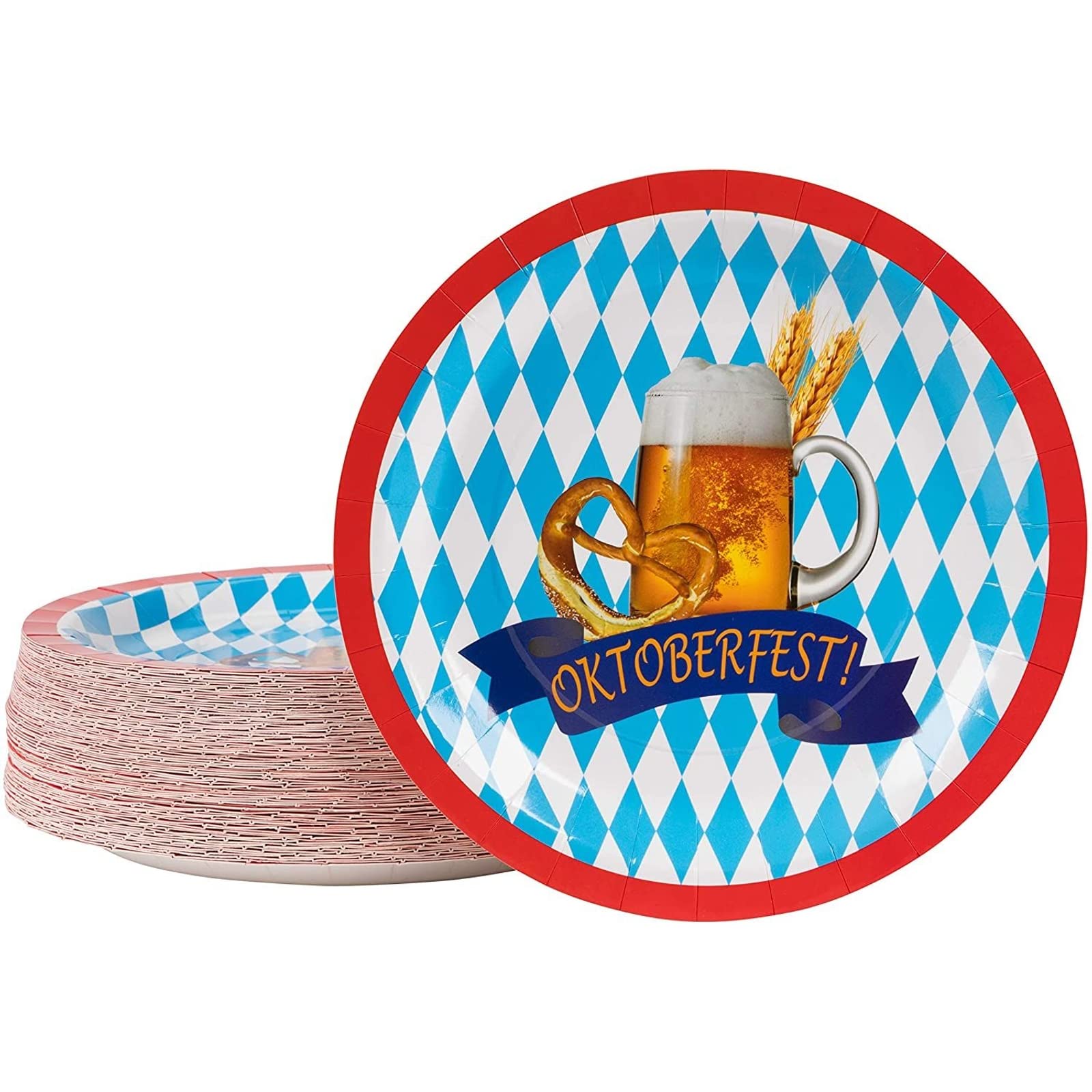 Juvale Oktoberfest Party Plates, Bavarian Flag and Beer Design (9 Inches, 80 Count)