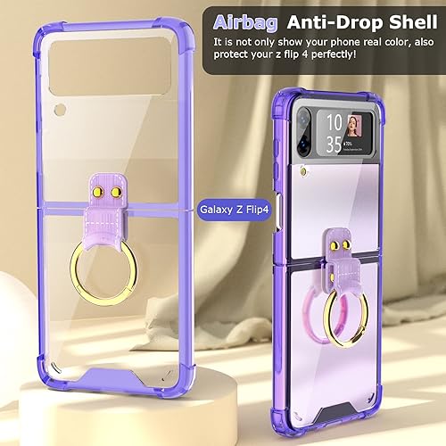 Miniatura 7 de Funda protectora diseñada para Samsung Galaxy Z Flip 4, transparente con anillo, anticaídas y a prueba de golpes, compatible con Galaxy Z Flip 4 5G