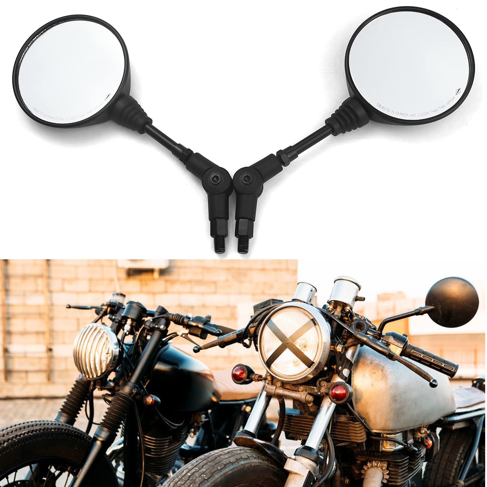 BISHERDER ATV Motorcycle Mirrors - Universal 7/8" Handlebar Mount, Skull Ghost Hand Design - View #5
