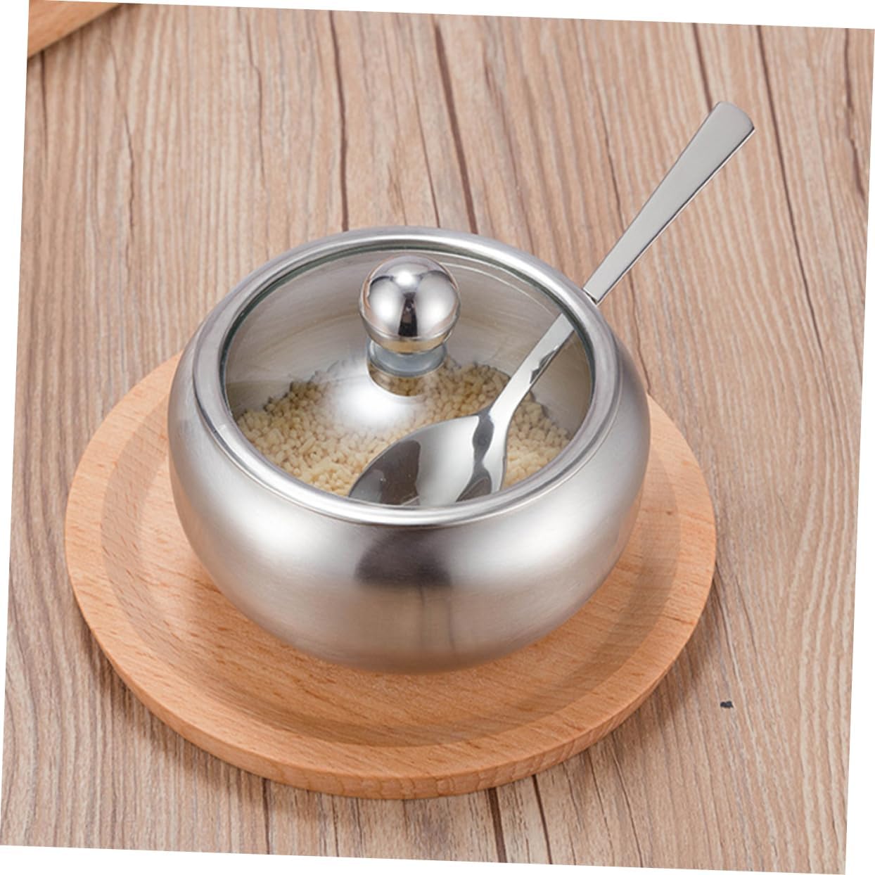 Kitchen Salt Container Stainless Steel Sugar Bowl Salt and Sugar Jar Apothecary Jars Lids Holder Lid