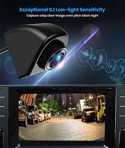 Miniatura 2 de AUTO-VOX Cámara frontalde respaldo de 180, mini estilo OEM de 1080P, sin tornillos, fácil instalación, cámara de visión lateraltrasera, impermeable