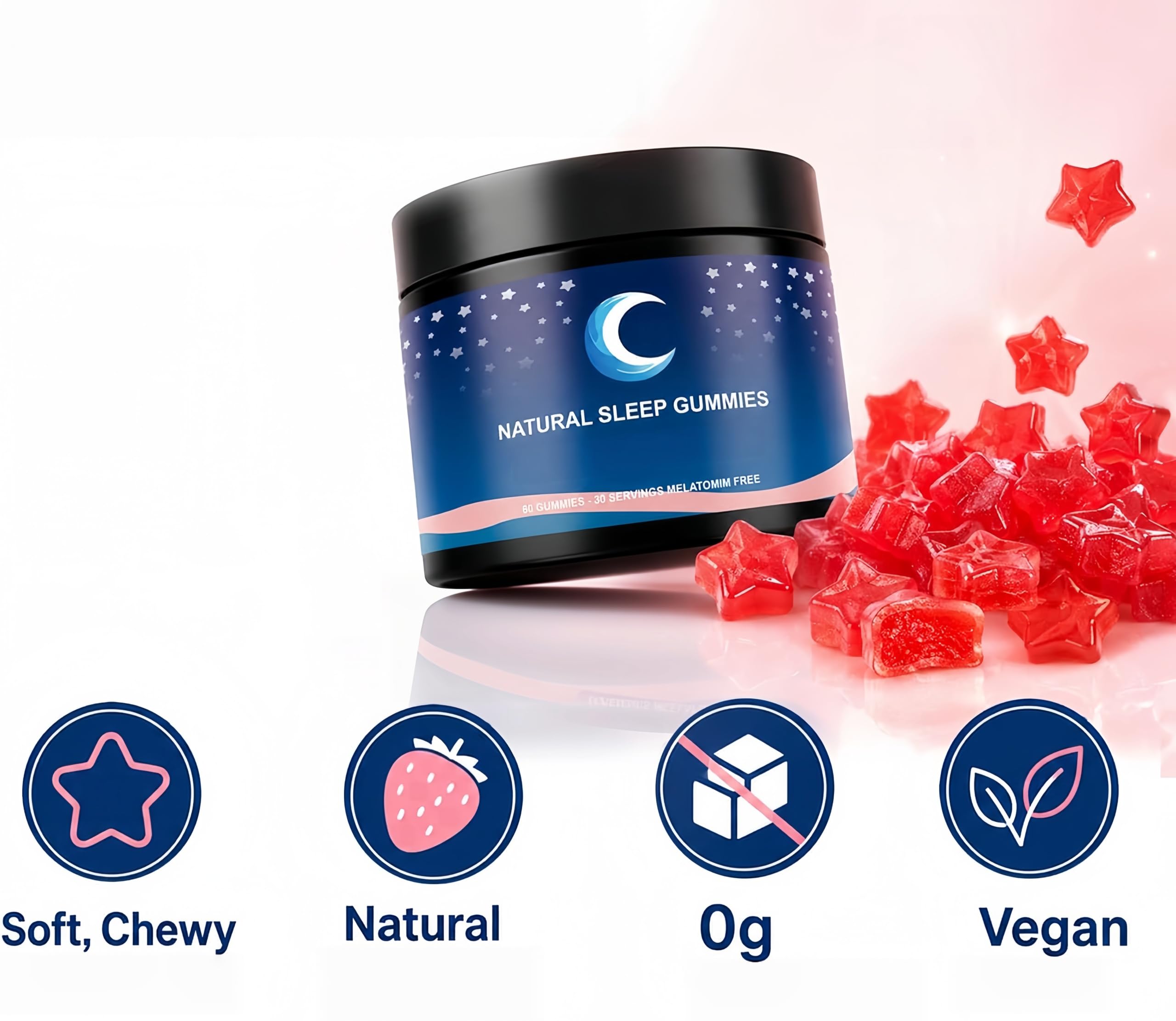 Gomme da masticare fragola Sonno, miscela multivitaminica con Calcio Zinco L‑Arginina, 60 pezzi