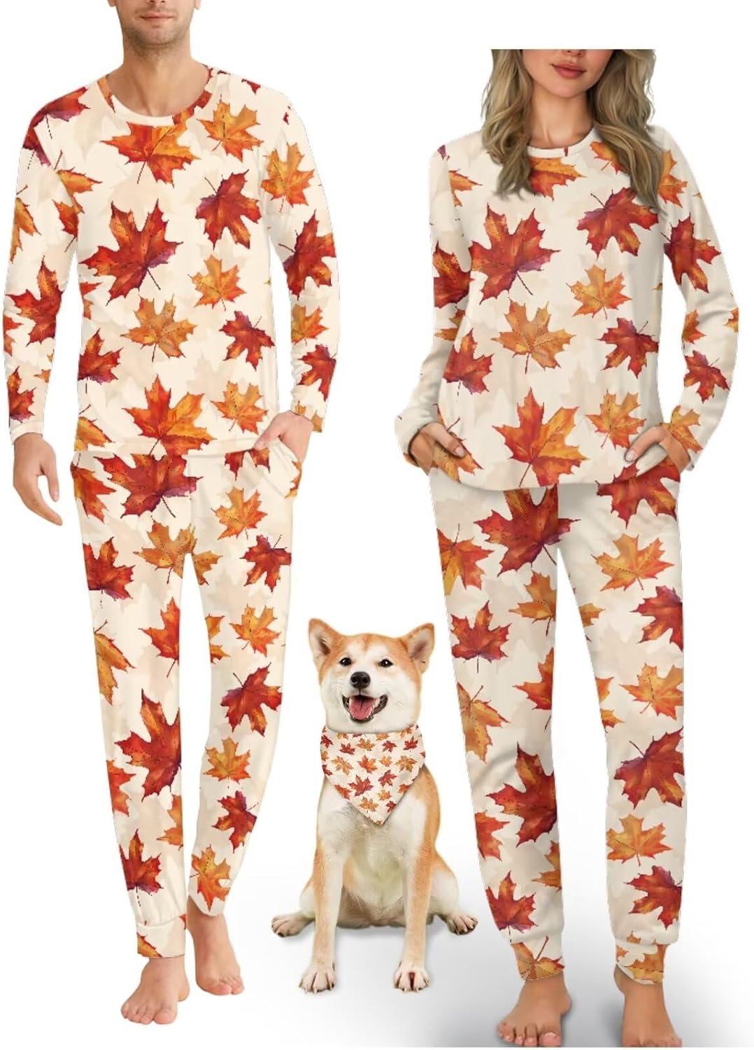 COEQINE Matching Halloween Pajamas for Couple and Dog Bandana Ladies Nightgowns Plus Size Fall Outfit