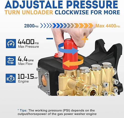 Miniatura 7 de Bomba de lavado a presión máx. 4400 PSI 4 GPM, eje de 1 pulgada de repuesto de bomba de lavado a gas, pistola de lavado a presión, extensión de