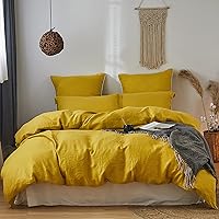 Vista 49 de Simple&Opulence Juego de funda de edredón 100% lino, 2 piezas, estilo básico, de lino lavado francés, color sólido, suave, transpirable, con cierre