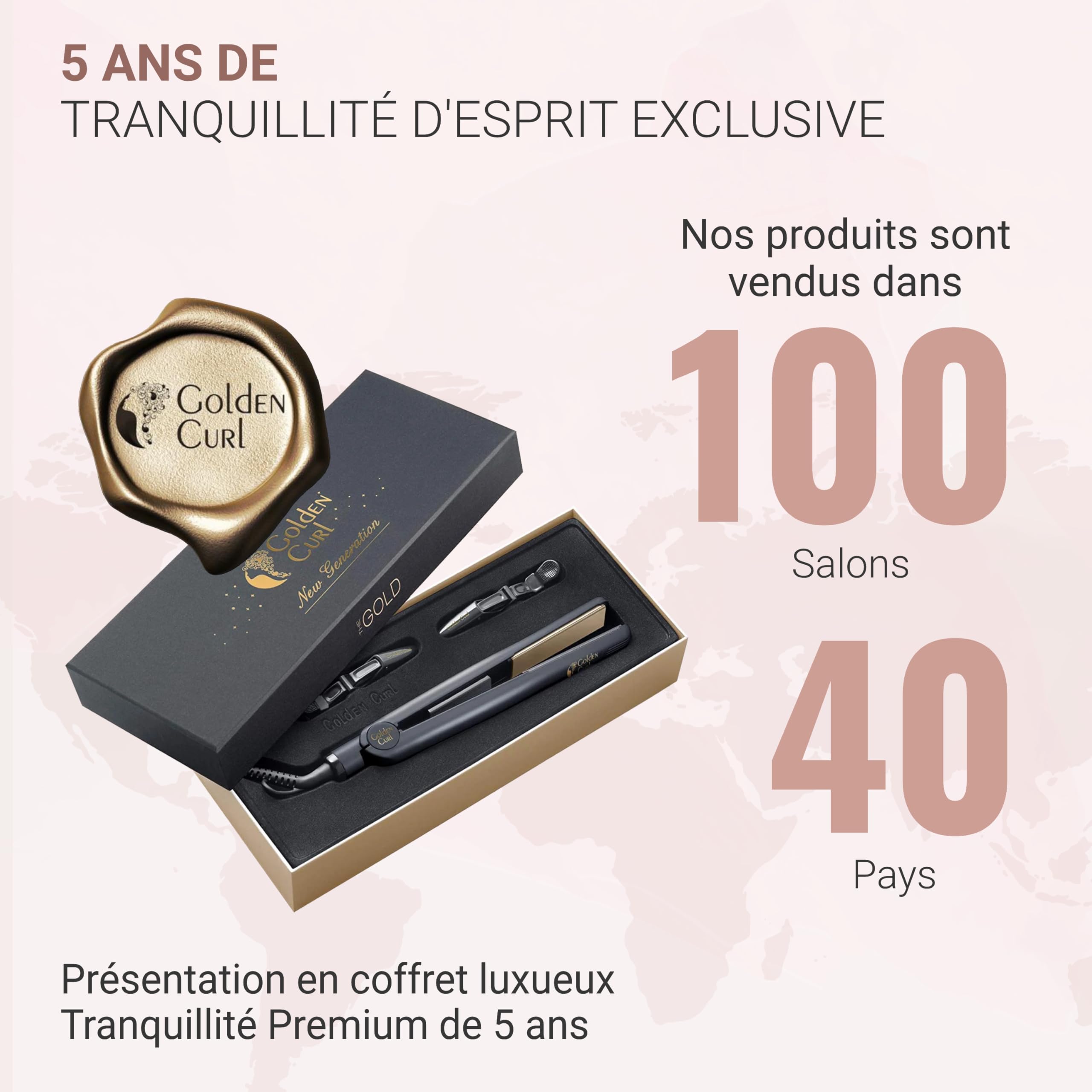 Golden Curl Fer Lisseur Cheveux Professionnel pour Lissage Facile et Rapide | 5 Ans de Tranquillité, Fer à Lisser et Boucleur 2 en 1, Appareil Coiffure Hair Straightener pour Lisser et Boucler (Or)