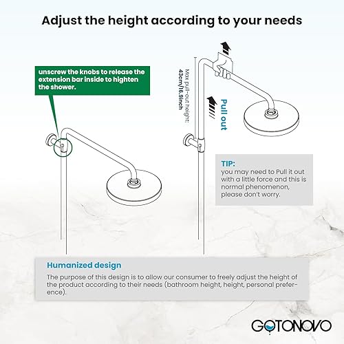 Vista 33 de gotonovo Grifo de ducha de baño, mezclador de lluvia, cabezal de ducha redondo de 8 pulgadas, mango cruzado doble con boquilla de bañera, montaje