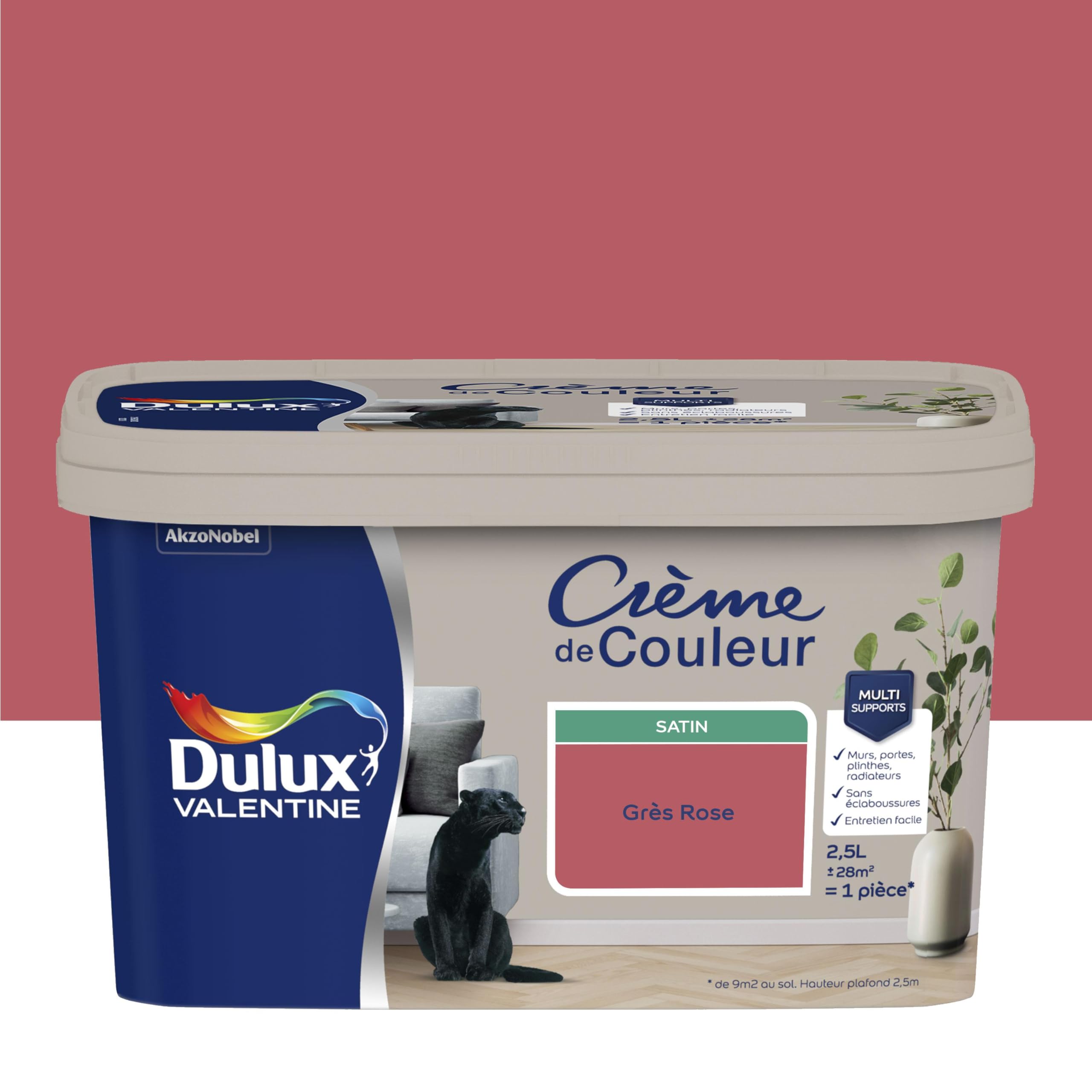 Dulux Valentine Crema de color – Pintura multisoporte interior – Satén Gres Rosa 2,5 L