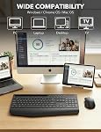 Wireless Keyboard and Mouse Combo - Ergonomic Full-Size Keyboard with Wrist Rest, Phone Holder, Quiet Typing, Power-Saving Sleep Mode, 2.4GHz USB Cordless Mouse for Windows Mac Laptop PC (Black)