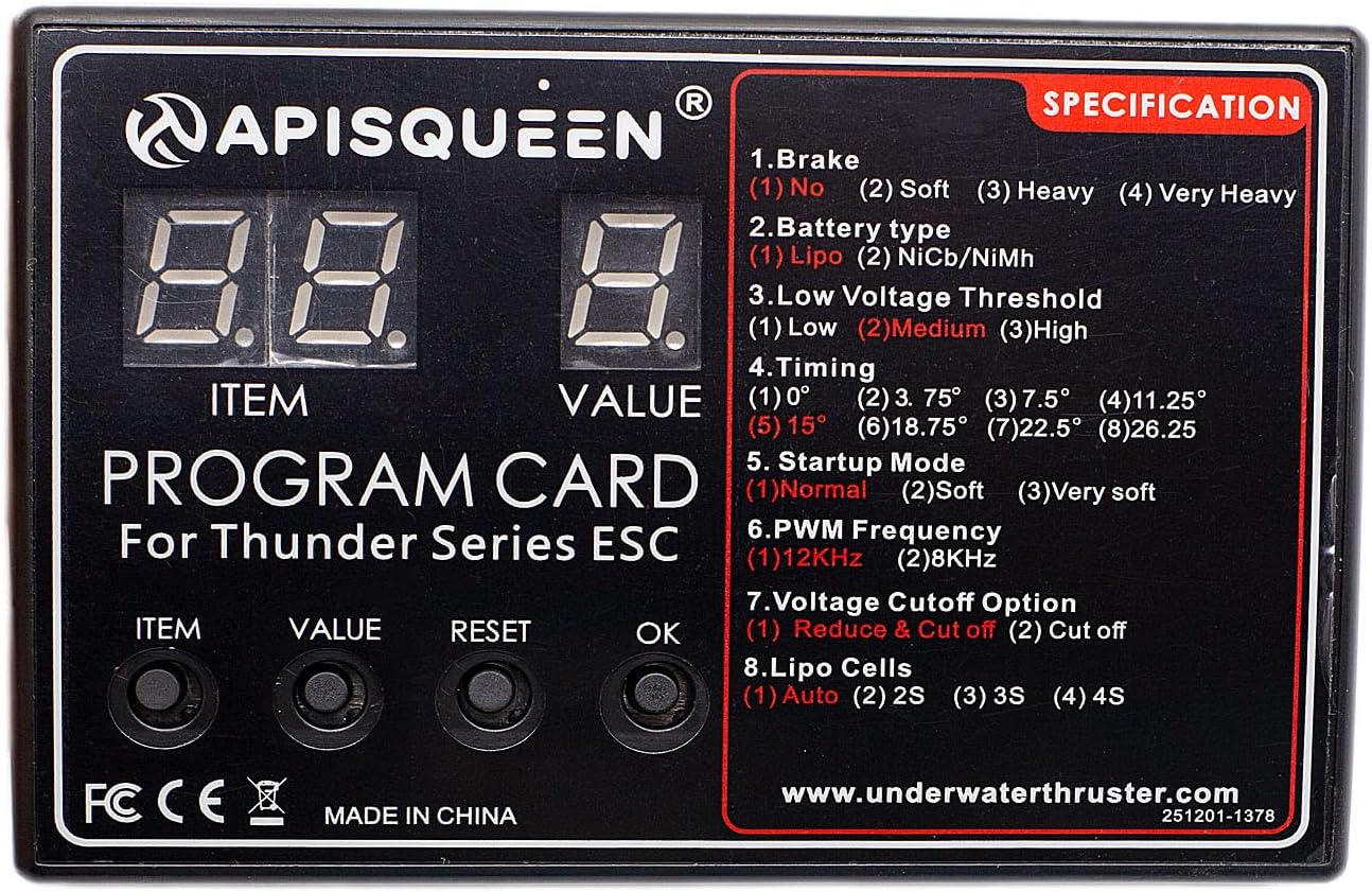 Programing Card for RC Drone Airplane Model Electronic Speed Controller(Suit for 60A/80A/100A/120A Thunder Series ESC)