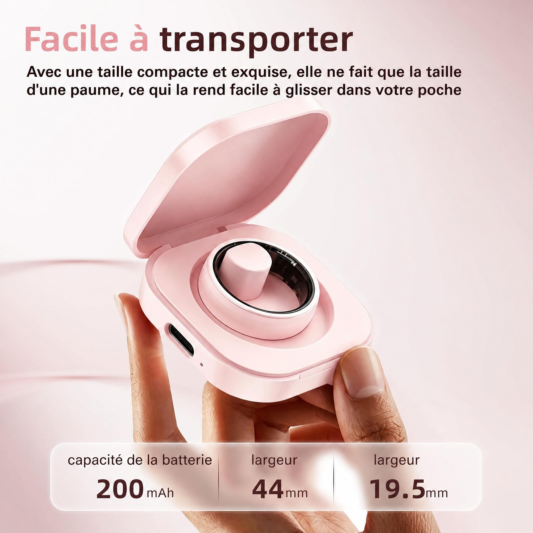 Bague Connectée Femme en Céramique – Suivi du Sommeil, Fréquence Cardiaque, Multi-Sports, Étanche 5ATM