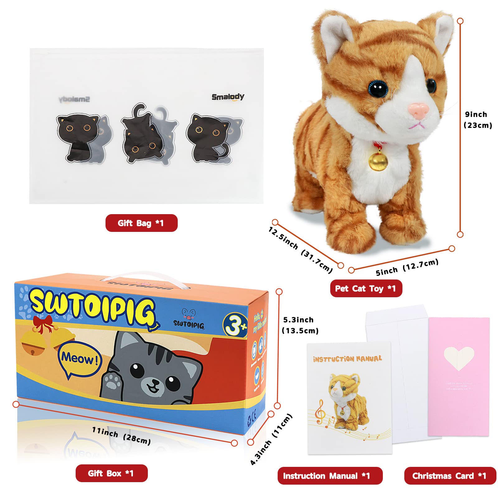 Gatto Robot Interattivo di Peluche, Giallo