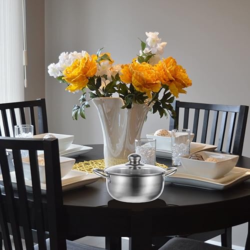 Miniatura 9 de DOITOOL Olla de acero inoxidable - Olla pequeña para pasta de ramen con tapa, olla de vapor resistente para herramienta de cocina Kitcken