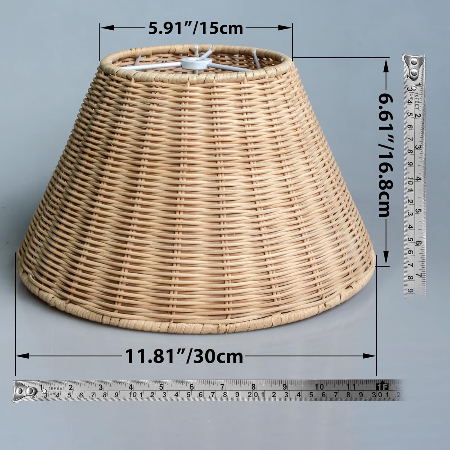 Woven Wicker Lampshade, Barrel Shape, Replacement Shade for Table & Floor Lamps, Unique Boho Design