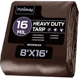 Tarp 8x16 FT 16 Mil Outdoor Waterproof Tarps Heavy Duty Brown