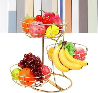 Fruktkorg med Bananhängare | Fruktställ för Köksbänk För Lägenhet Fest Mat Grönsaker Lök Bröd Snacks Förvaring