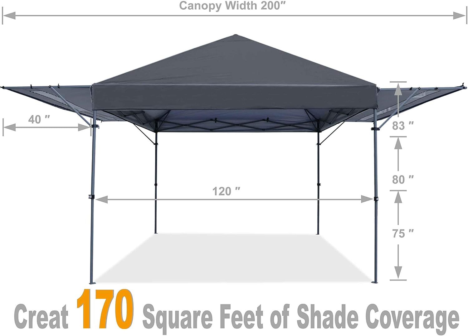 MASTERCANOPY 10x10 Pop-up Gazebo Canopy Tent with Double Awnings Dark Gray