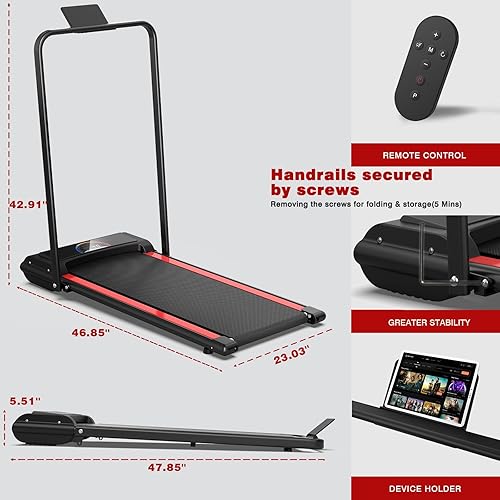 Miniatura 7 de Caminadora portátil para debajo del escritorio, capacidad de 265 libras, sin instalación, para el hogar y la oficina, pequeña, pantalla LED con