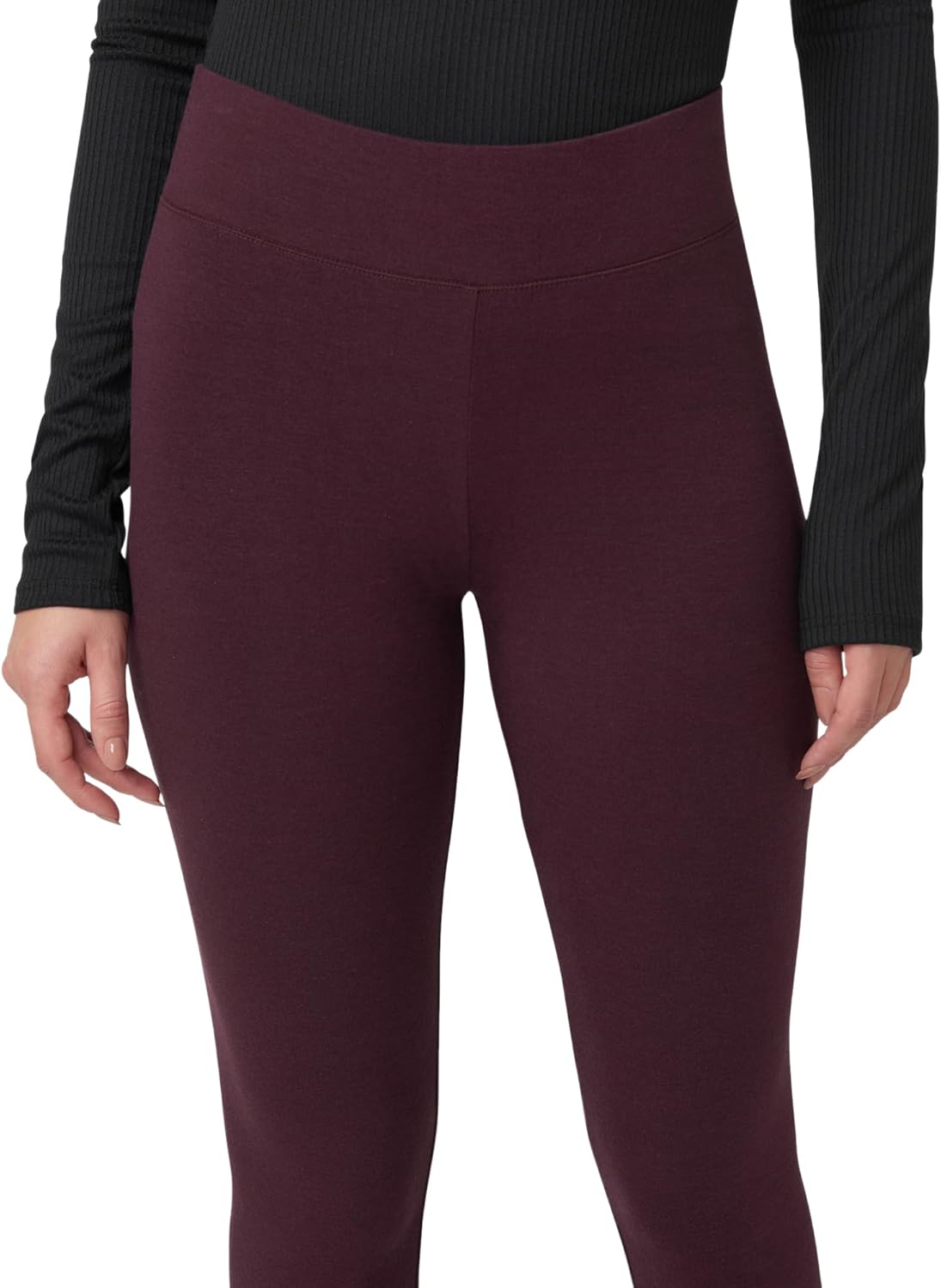 HUE Women's Ultra Soft Cotton Leggings with Wide Waistband, Full and Capri Length - Image 4